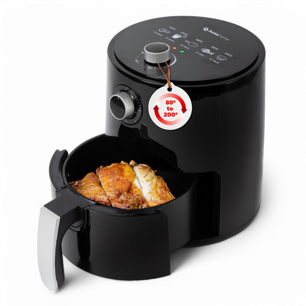 SWISS HOME Heißluftfritteuse SH-6653 schwarz Polypropylen ca. 2,5 l PETIT - schwarz (2,50l) - SWISS HOME