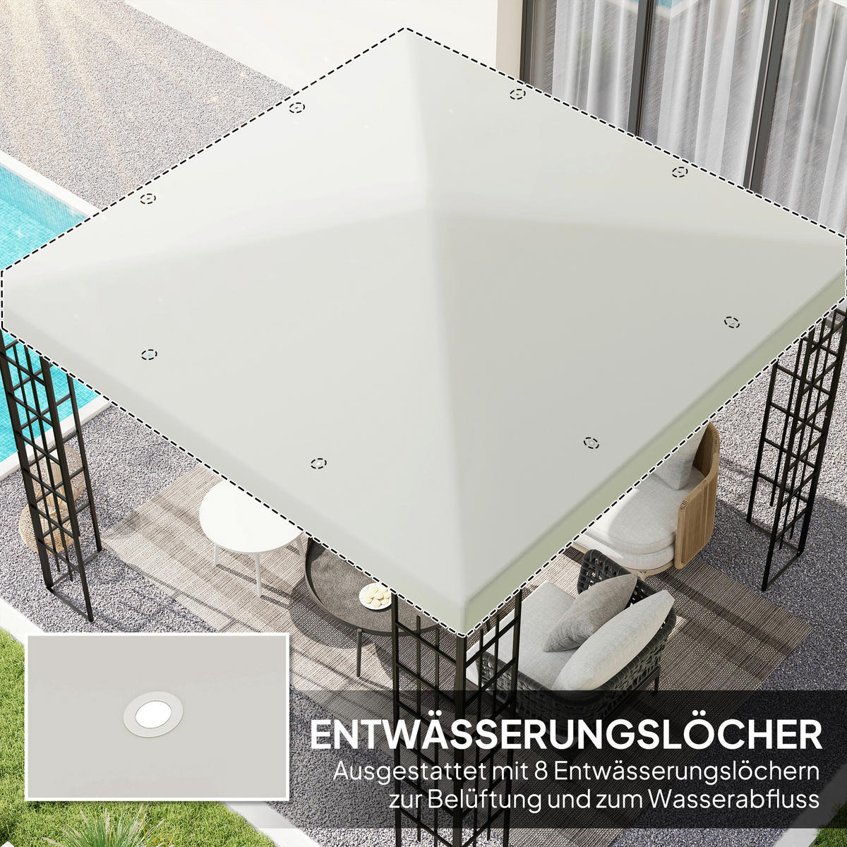 Outsunny Pavillondach hellgrau Polyester B/H/L: ca. 298x1x298 cm Pavillondach - hellgrau (298,00/298,00/1,00cm) - Outsunny