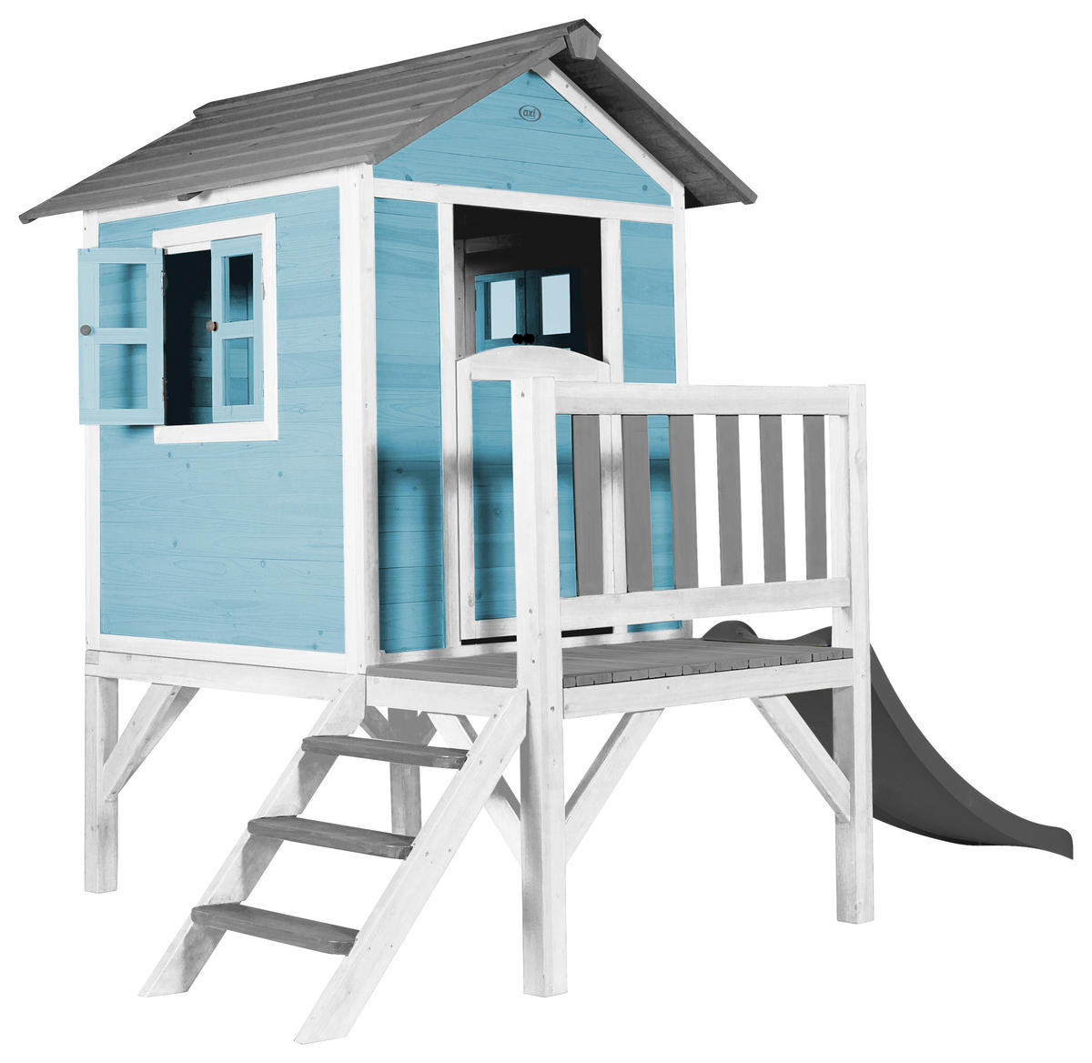 AXI Spielhaus Lodge XL blau B/H/L: ca. 240x189x167 cm Lodge XL - blau/grau (167,00/240,00/189,00cm) - AXI
