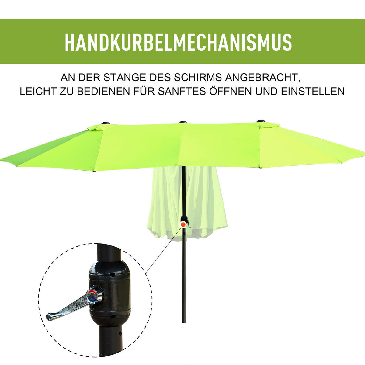 Outsunny Sonnenschirm grün Stahl B/H/L: ca. 270x240x460 cm Sonnenschirm - grün (460,00/270,00/240,00cm) - Outsunny