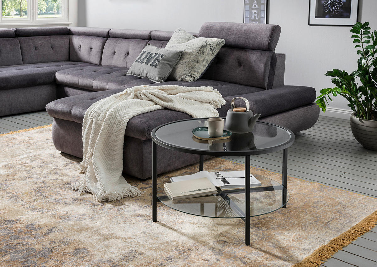Couchtisch Granada V glasklar schwarz lackiert B/H/T: ca. 75x45x75 cm Granada V - schwarz/glasklar (75,00/45,00/75,00cm)