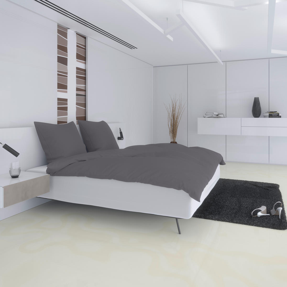Baumwoll Bettwäsche Renforce Bettwäsche_Renforce Uni 200x200cm - anthrazit (200,00/200,00cm) - beau rêve