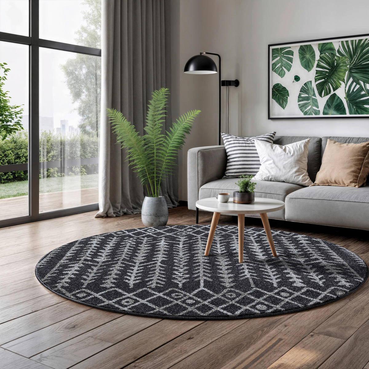 Sanat Teppich schwarz B/L: ca. 120x120 cm Teppich_Boho_8204_120x120 - schwarz (120,00/120,00cm) - Sanat