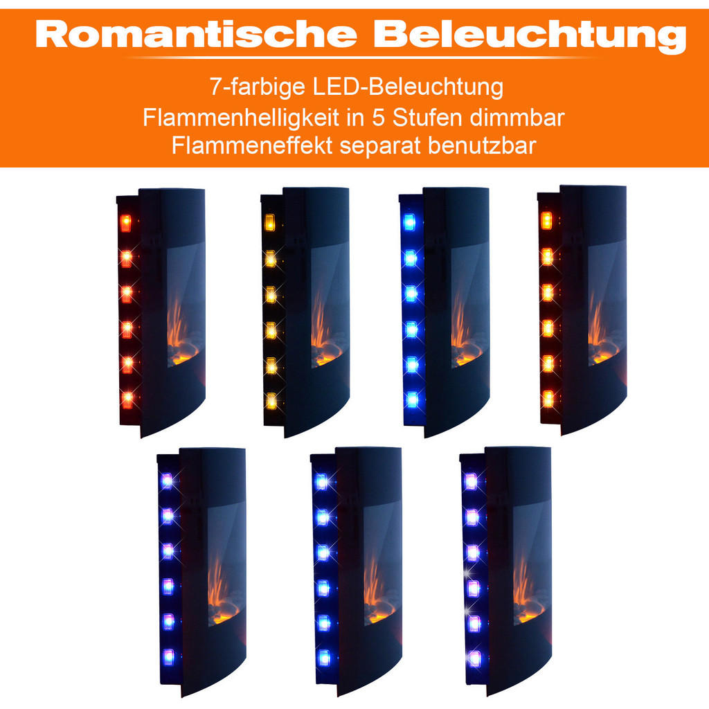 Thumbnail - HOMCOM Elektrischer-Kamin 820-053 schwarz Metall Glas B/H/T: ca. 65x52x11,5 cm ca. 1800 W