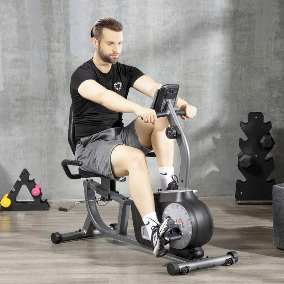 HOMCOM Fitnessrad schwarz Stahlrohr B/H: ca. 62x103 cm Fitnessrad - schwarz/silber (62,00/103,00cm) - HOMCOM