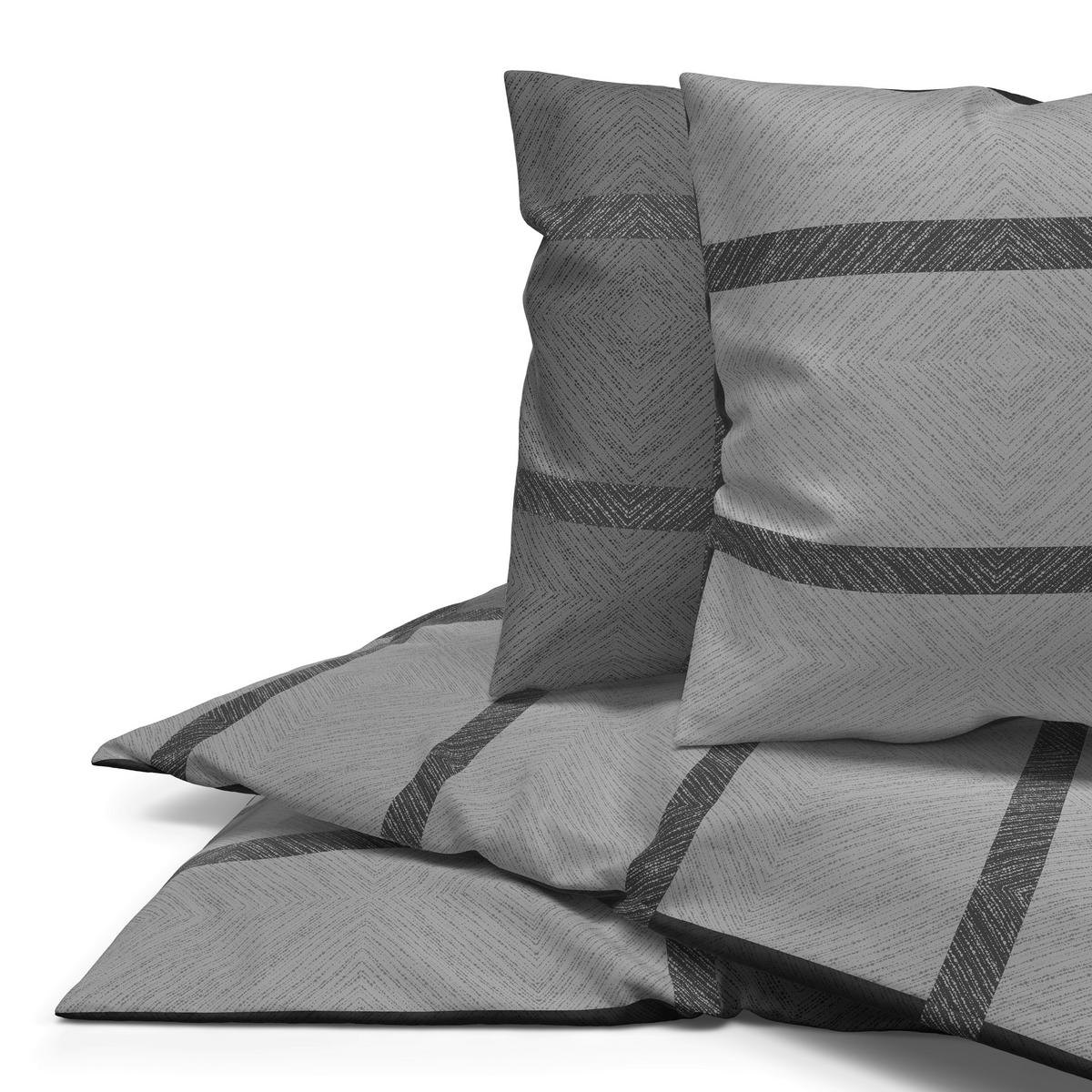 Baumwoll Bettwäsche Renforce Bettwäsche_Renforce_Benno 200x200 - schwarz/grau (200,00/200,00cm) - beau rêve