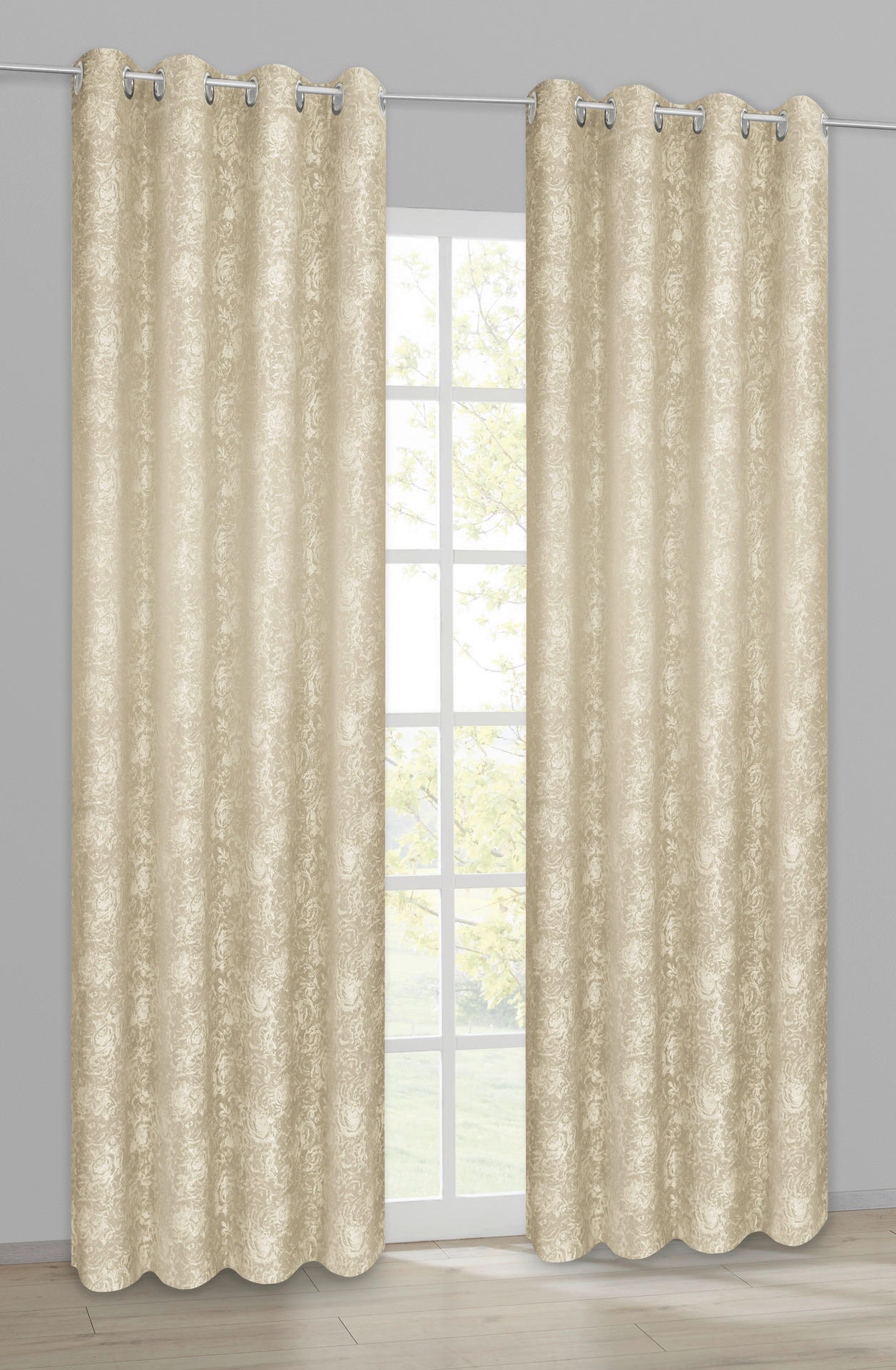 POCOline Ösenvorhang Roses beige B/H: ca. 140x245 cm Roses - beige (140,00/245,00cm) - POCOline