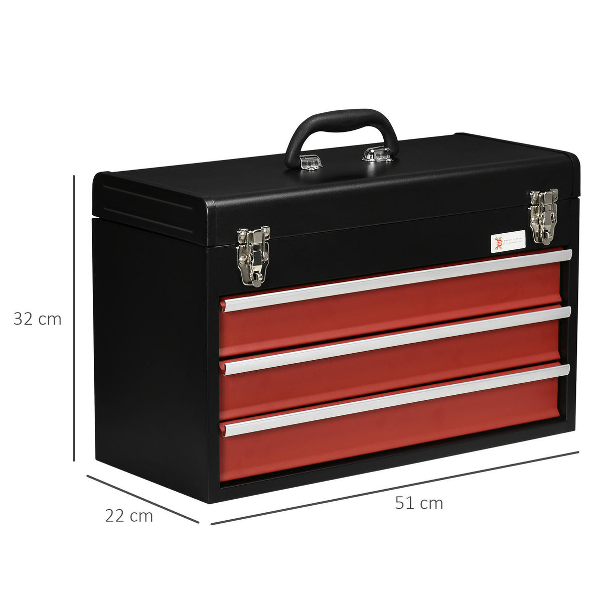 B/H/L: ca. 22x51x32 cm Werkzeugkiste - rot/schwarz (32,00/22,00/51,00cm) - DURHAND