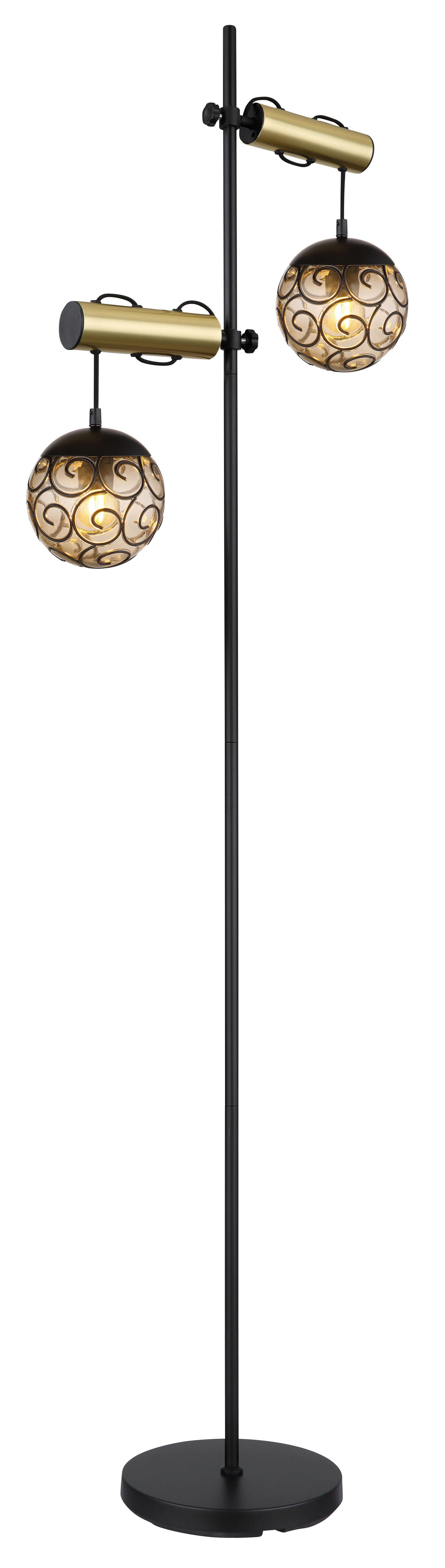 GLOBO Stehleuchte Rauch Metall Kunststoff B/H/T: ca. 51x168x25 cm E27 2 Brennstellen Stehleuchte_Fitz - Rauch (51,00/168,00/25,00cm) - GLOBO