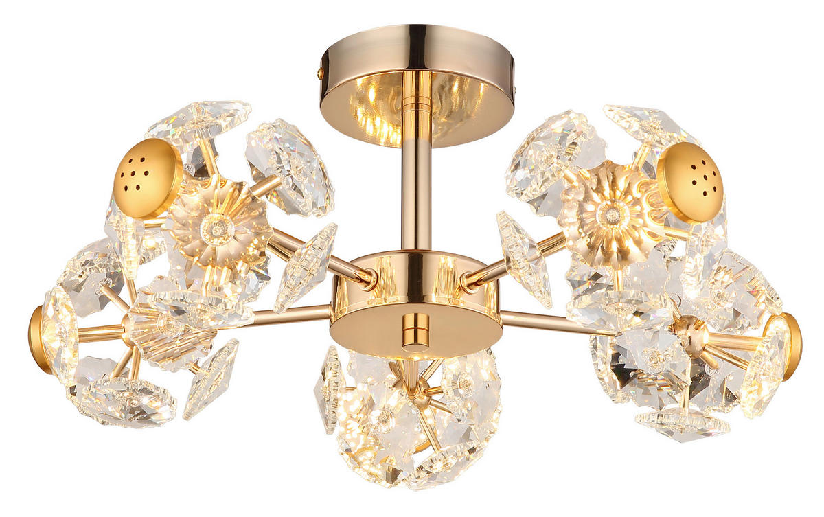 GLOBO Deckenleuchte gold klar Glas Metall H/D: ca. 22x50 cm 1 Brennstellen Floriella - gold/klar (50,00/22,00cm) - GLOBO