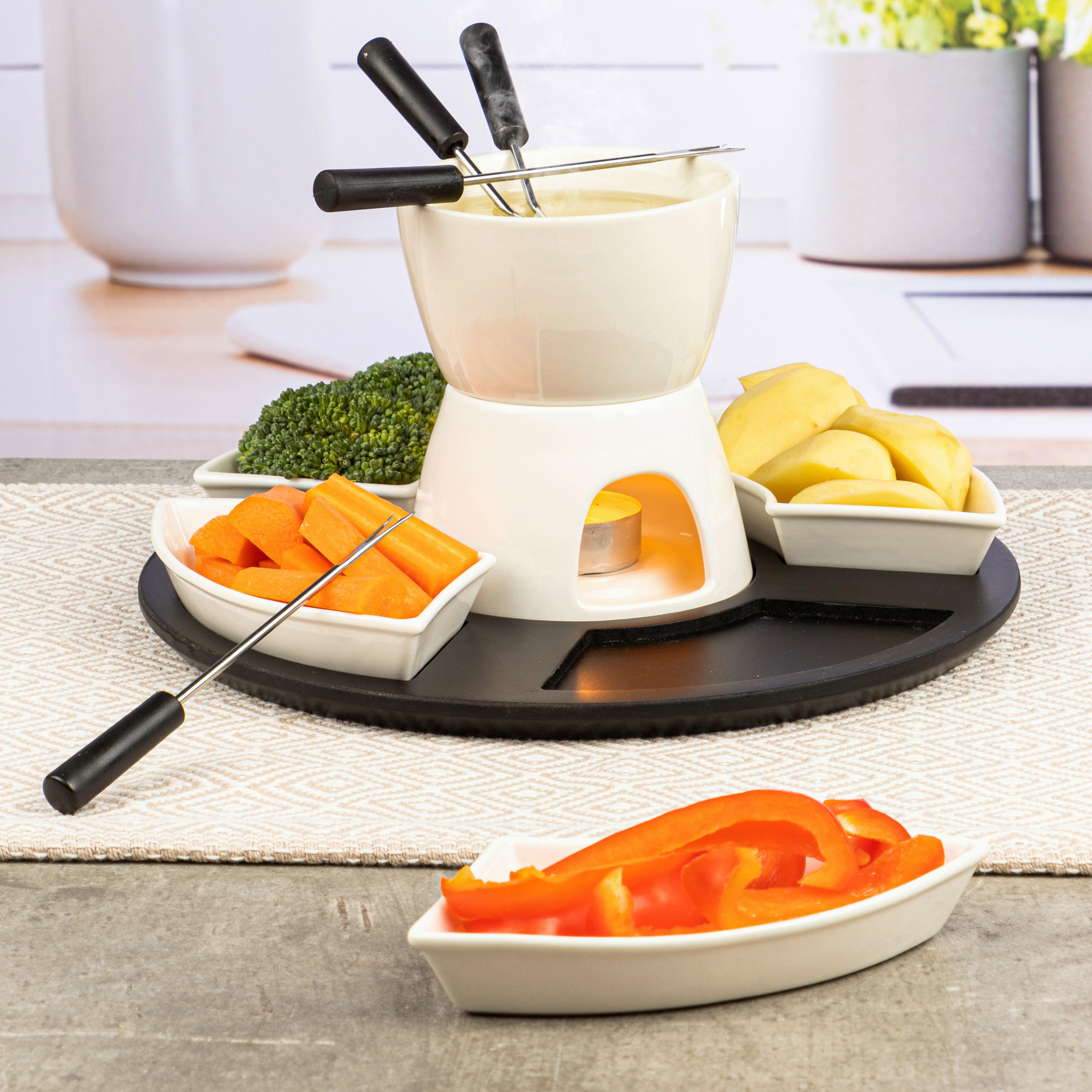HI Fondue-Set weiß Keramik Fondueset_11tlg. - weiß - HI