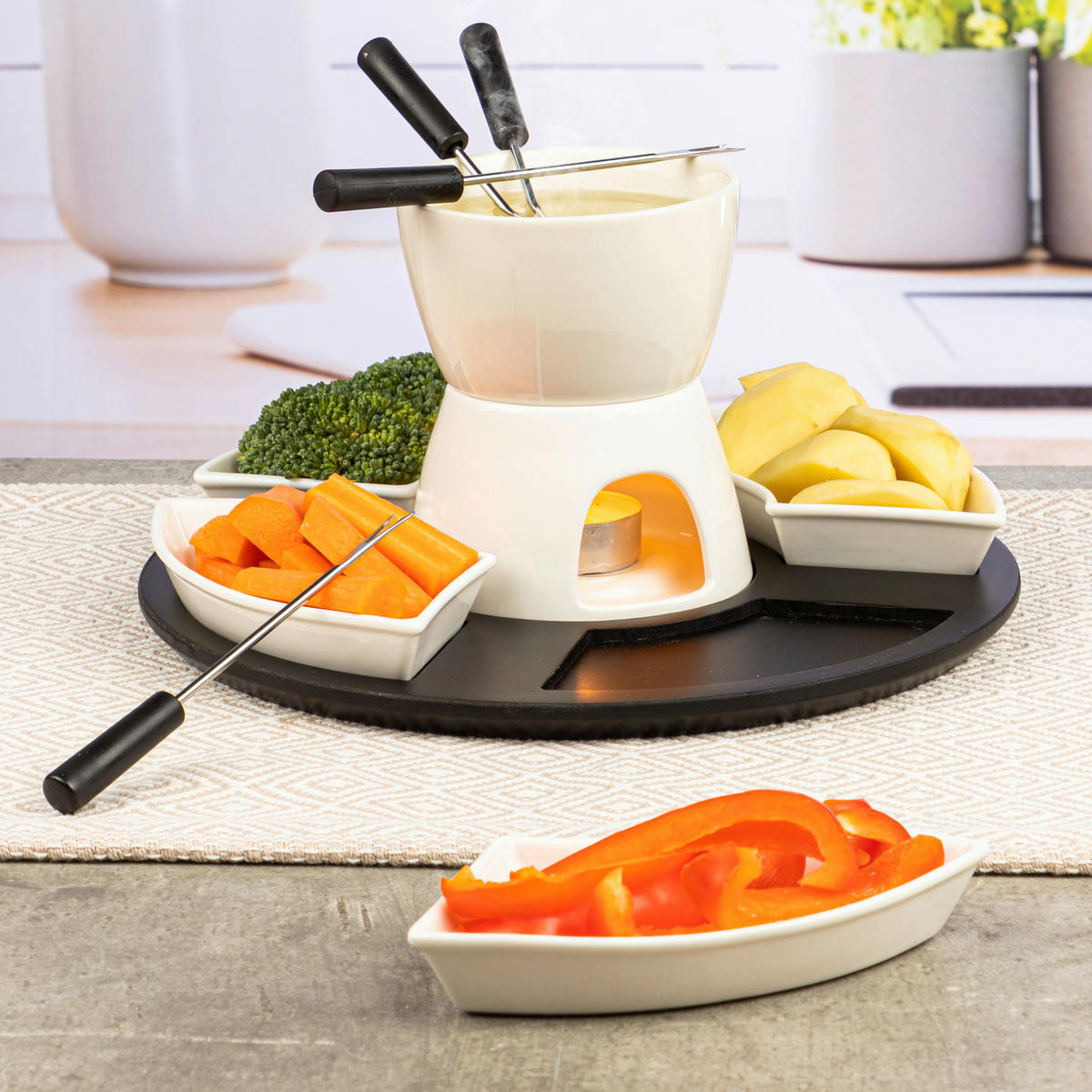 HI Fondue-Set weiß Keramik Fondueset_11tlg. - weiß - HI