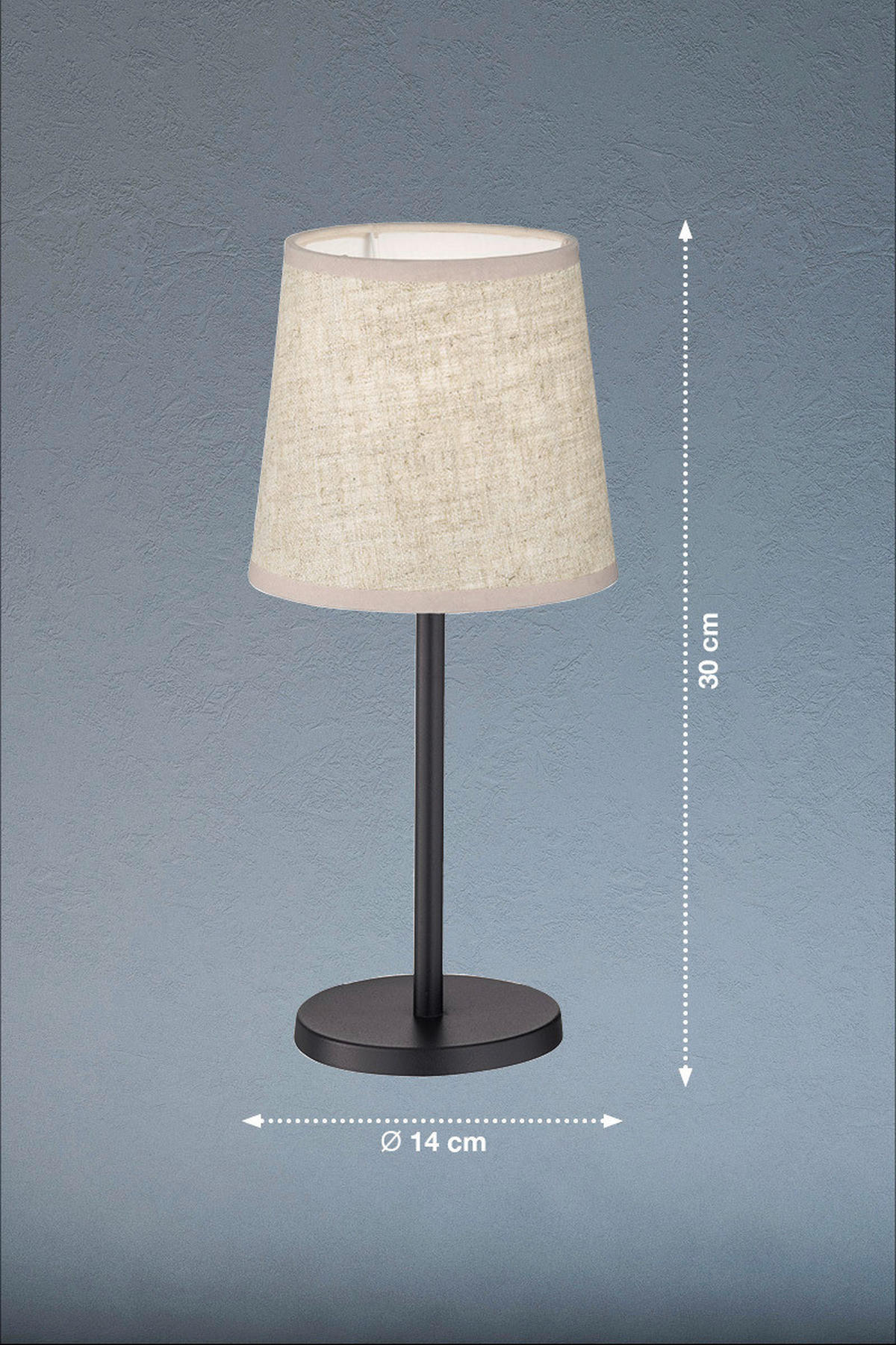 easy! by FHL Tischleuchte 850224 Eve sand schwarz Metall Textil H/D: ca. 30x14 cm E14 1 Brennstellen Eve - sand/schwarz (14,00/30,00cm) - easy! by FHL