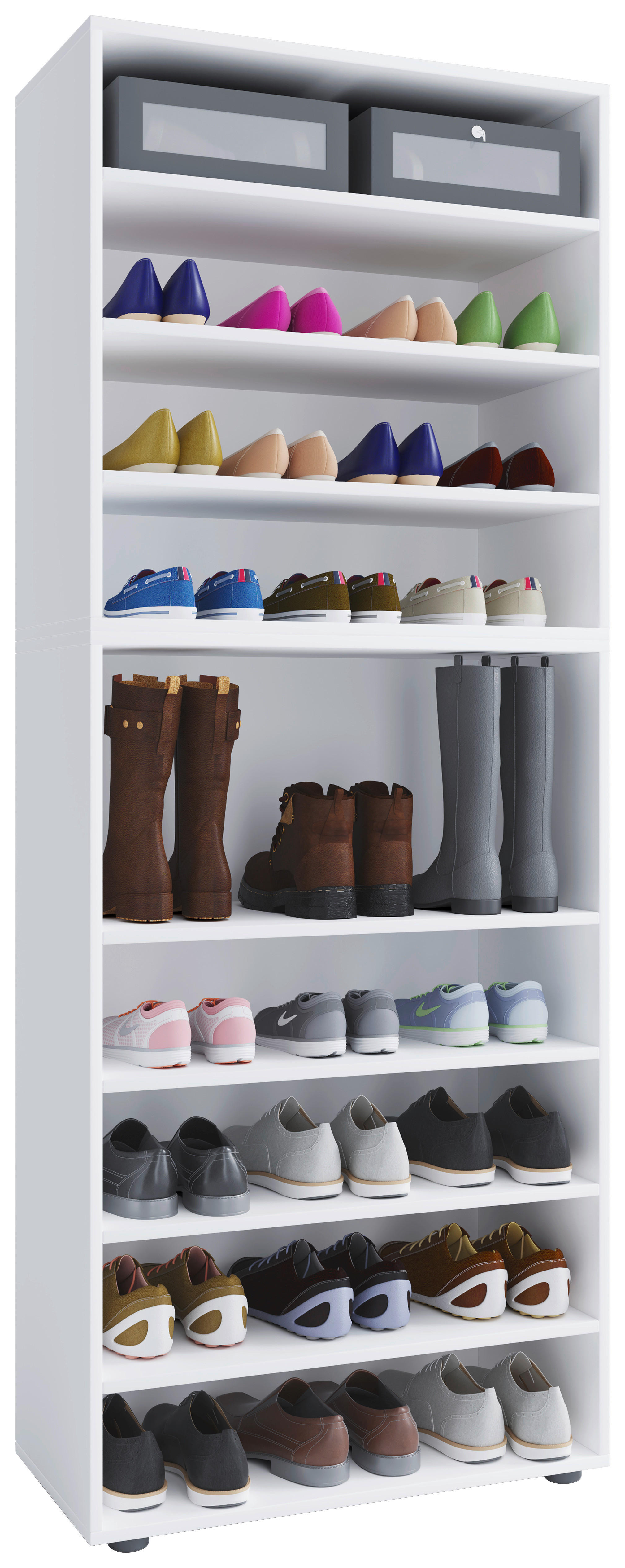 Schuhregal Lona weiß B/H/T: ca. 70x183x37 cm Lona - weiß (70,00/183,00/37,00cm) - VCM Möbel