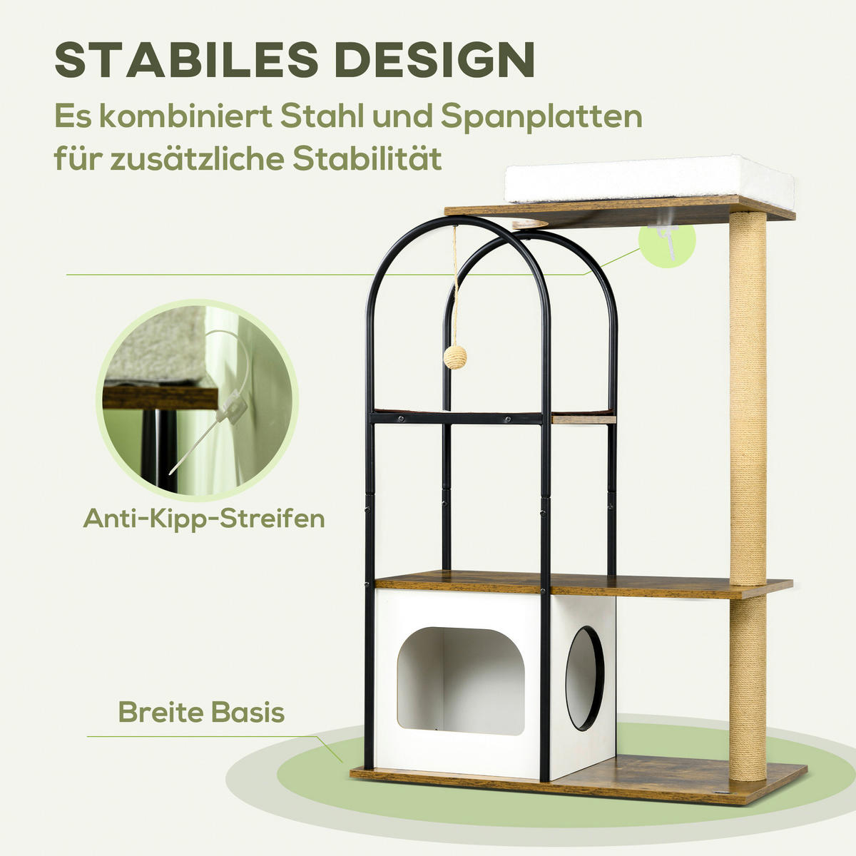 PawHut Kratzbaum braun Spanplatte B/H/L: ca. 40x118,5x80 cm Kratzbaum - braun (80,00/40,00/118,50cm) - PawHut