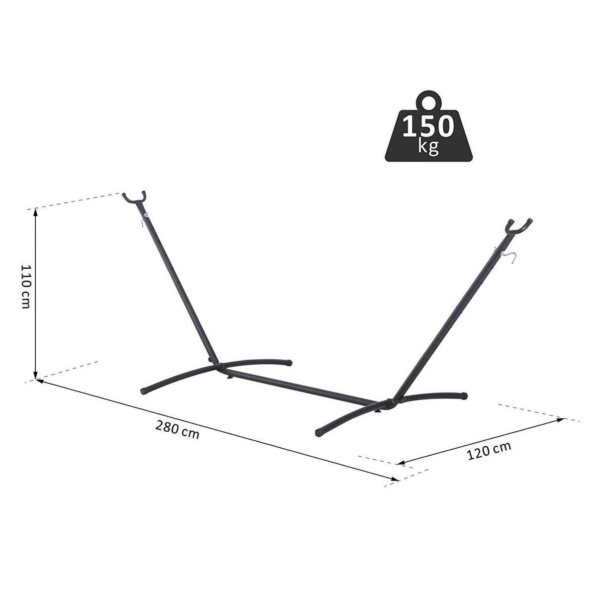 Outsunny Hängemattengestell schwarz Metall B/H/L: ca. 120x110x280 cm Hängemattengestell - schwarz (280,00/120,00/110,00cm) - Outsunny