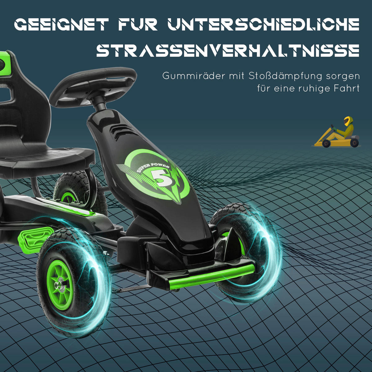 AIYAPLAY Go Kart grün B/H/L: ca. 58x61x121 cm Go Kart - schwarz/grün (121,00/58,00/61,00cm) - AIYAPLAY