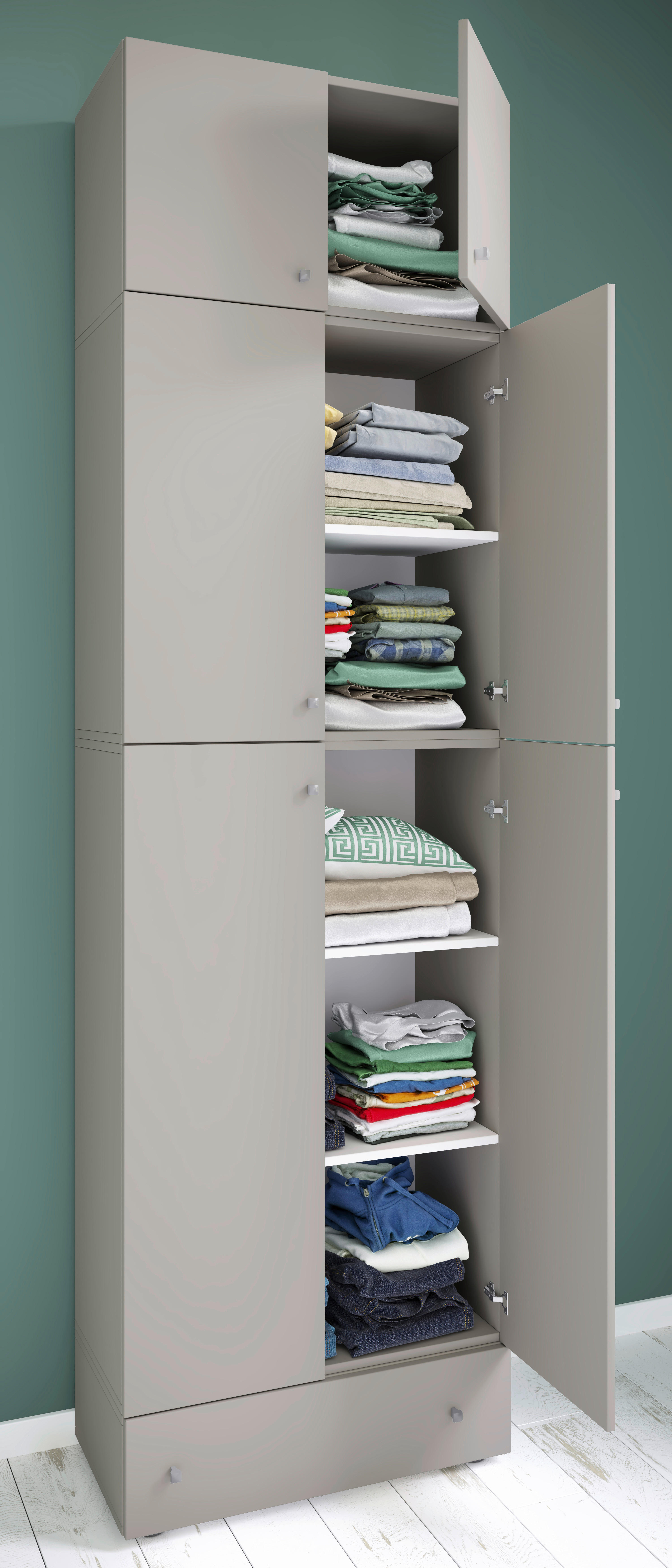Kleiderschrank Lona grau B/H/T: ca. 70x240x39 cm Lona - weiß/grau (70,00/240,00/39,00cm) - VCM Möbel