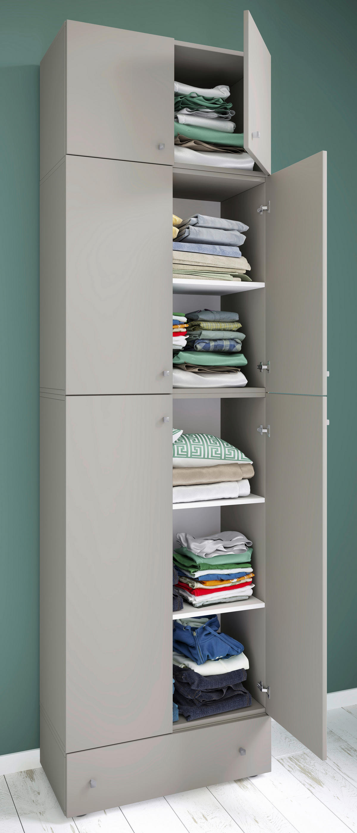 Kleiderschrank Lona grau B/H/T: ca. 70x240x39 cm Lona - weiß/grau (70,00/240,00/39,00cm) - VCM Möbel