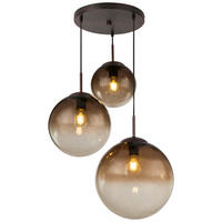 GLOBO Pendelleuchte 15865-3 braun amber Glas Metall H/D: ca. 120x51 cm E27 3 Brennstellen Pendelleuchte_Varus braun/amber - braun/amber (51,00/120,00cm) - GLOBO