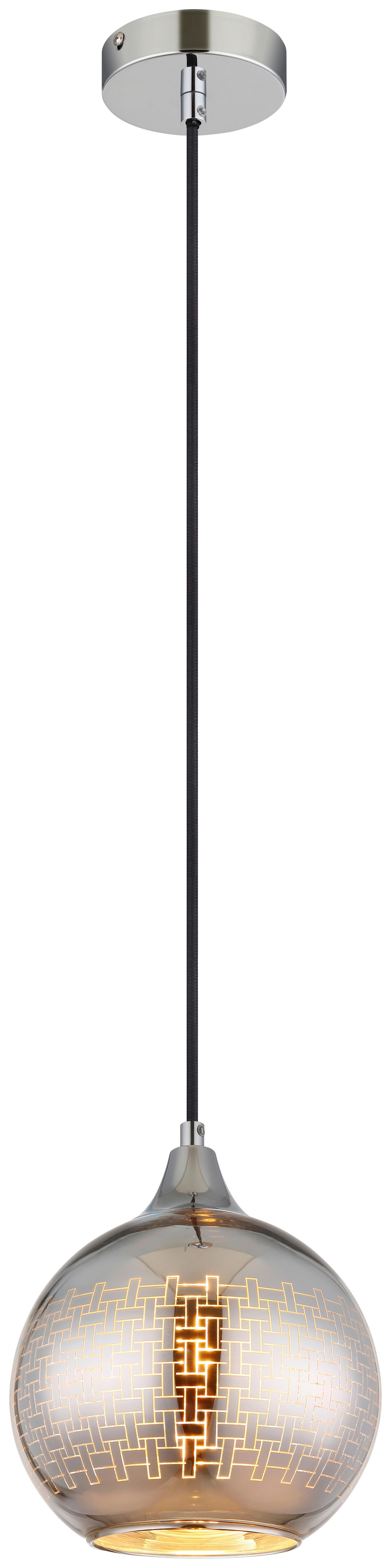 GLOBO Pendelleuchte LOURDES 16053 weiß Chrom Metall H/D: ca. 131x25 cm E27 1 Brennstellen LOURDES - weiß/Chrom (25,00/131,00cm) - GLOBO