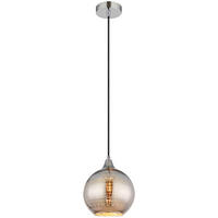 GLOBO Pendelleuchte LOURDES 16053 weiß Chrom Metall H/D: ca. 131x25 cm E27 1 Brennstellen LOURDES - weiß/Chrom (25,00/131,00cm) - GLOBO