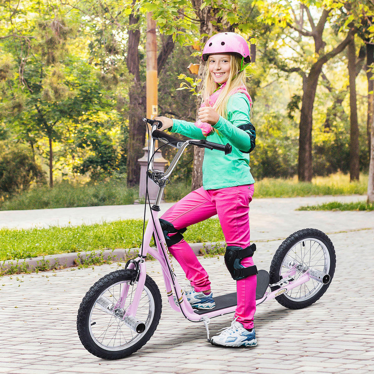 HOMCOM Kinderroller rosa Kinderroller - rosa (143,00/58,00/100,00cm) - HOMCOM