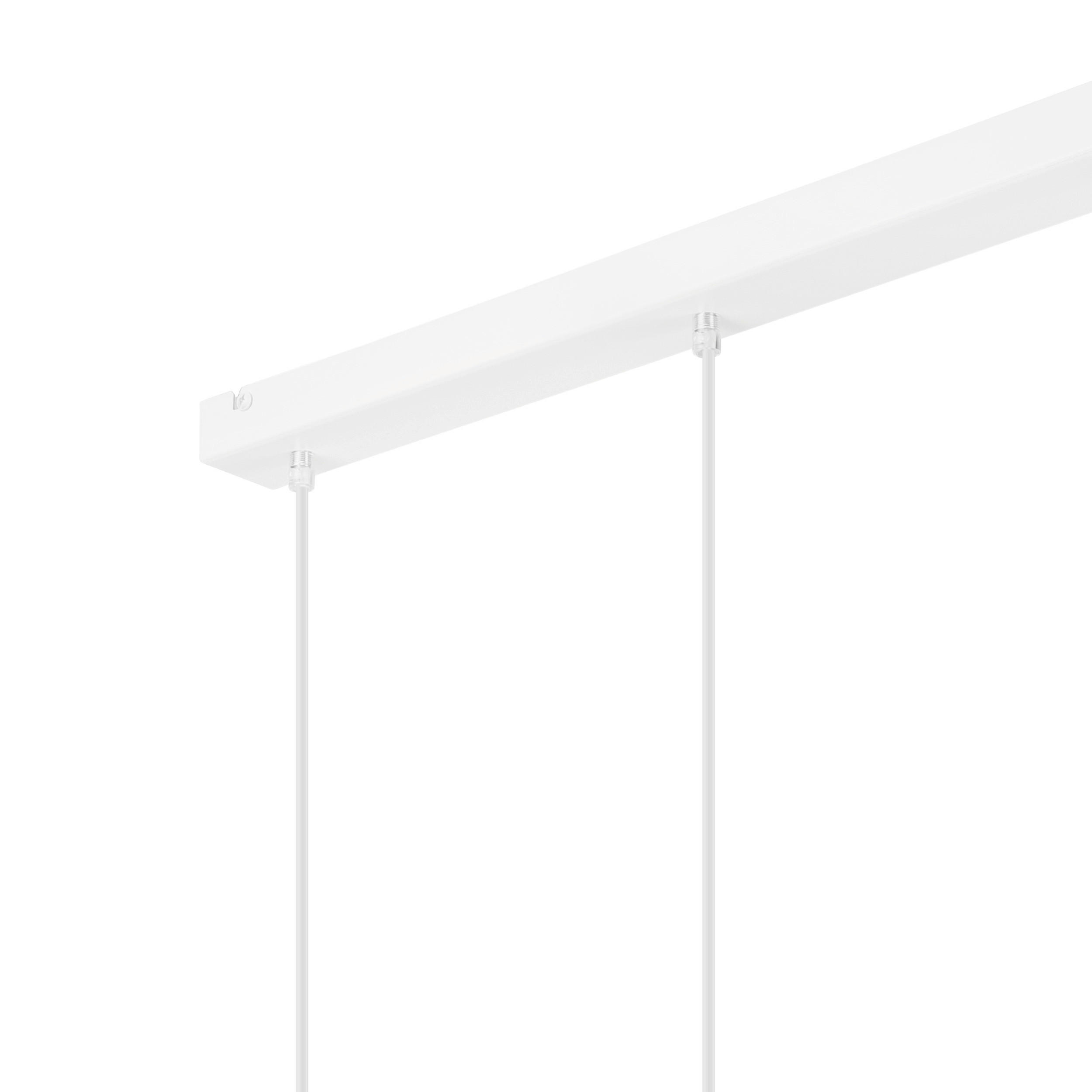 Lamkur Pendelleuchte weiß Stahl Holz B/H/L: ca. 13x80x70 cm E27 3 Brennstellen NICO - weiß (70,00/13,00/80,00cm) - Lamkur