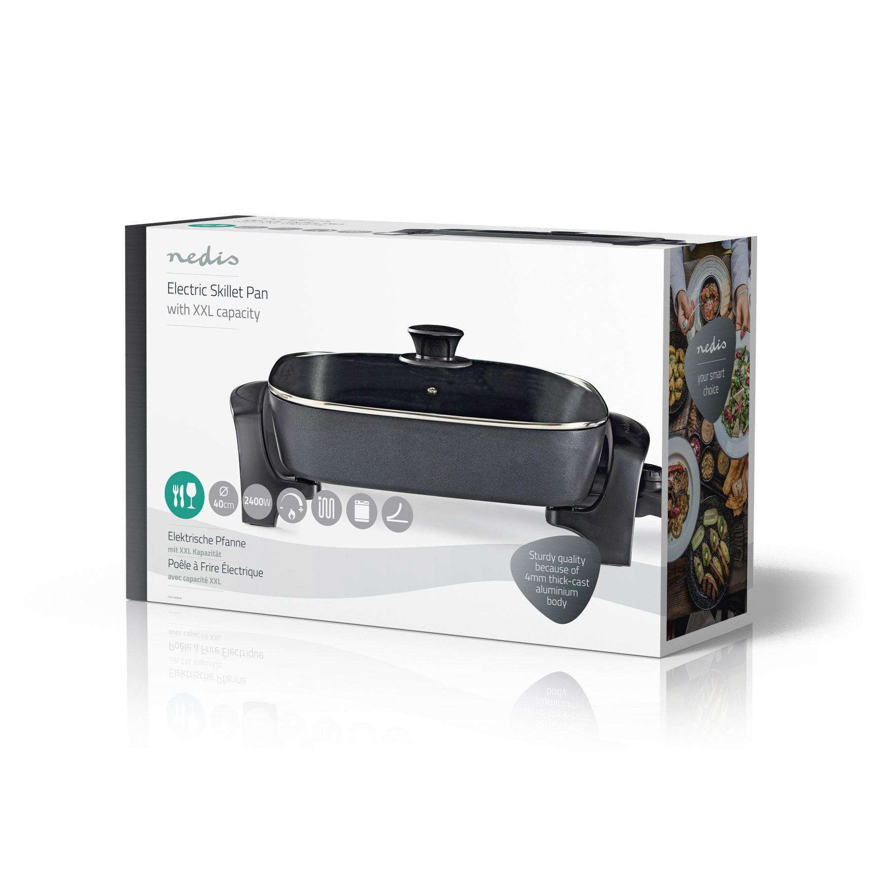 Nedis Elektrische Pfanne schwarz Aluminium Kunststoff B/H/L: ca. 30,2x8x39 cm Elektrische_Pfanne_Nedis - schwarz (39,00/30,20/8,00cm) - Nedis