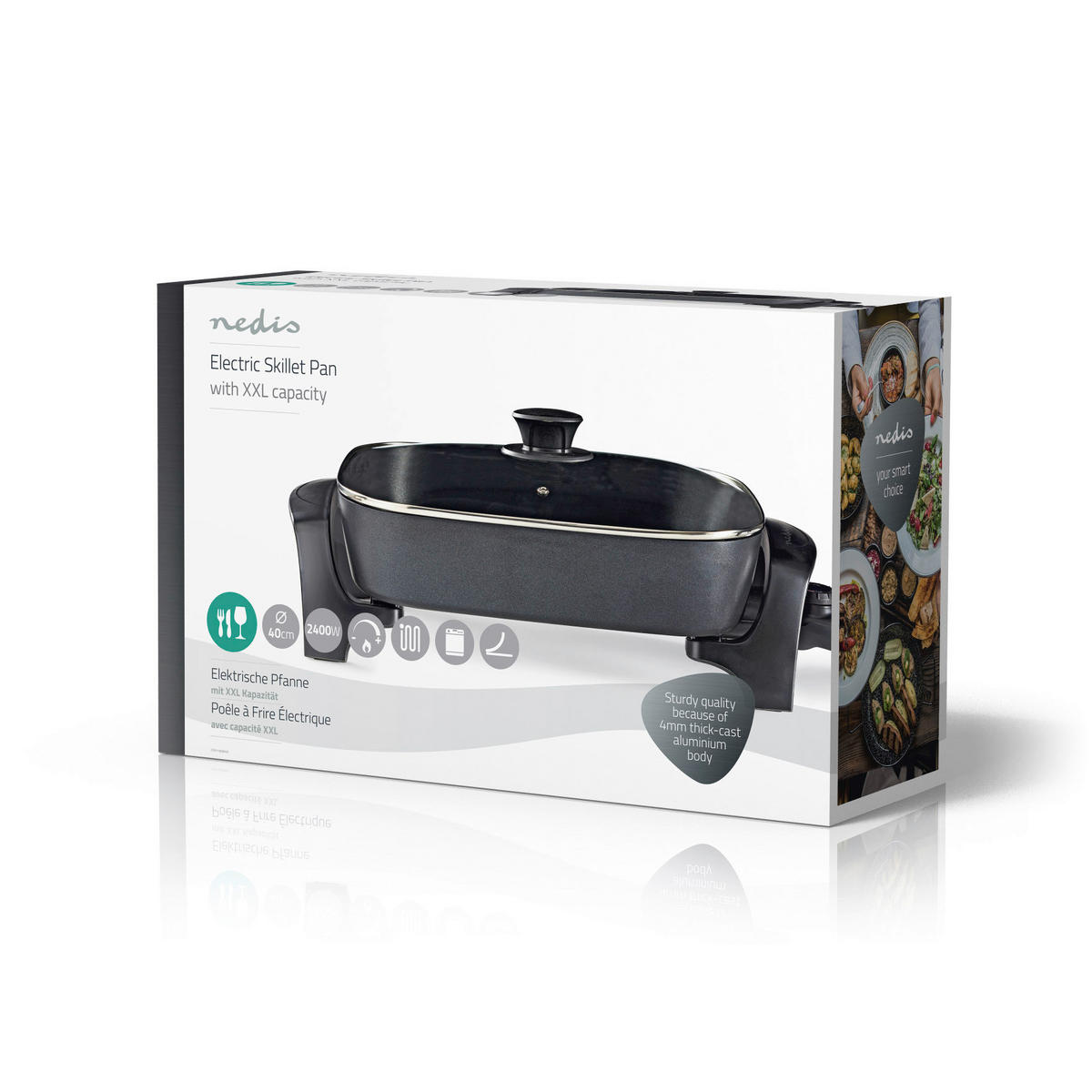 Nedis Elektrische Pfanne schwarz Aluminium Kunststoff B/H/L: ca. 30,2x8x39 cm Elektrische_Pfanne_Nedis - schwarz (39,00/30,20/8,00cm) - Nedis