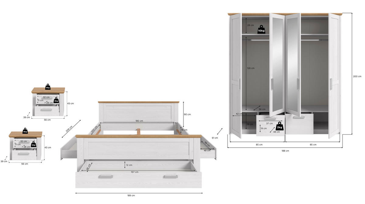 Bettanlage VERONA Sibiu Lärche Nachbildung Eiche Artisan Nachbildung VERONA - Eiche - xonox.home