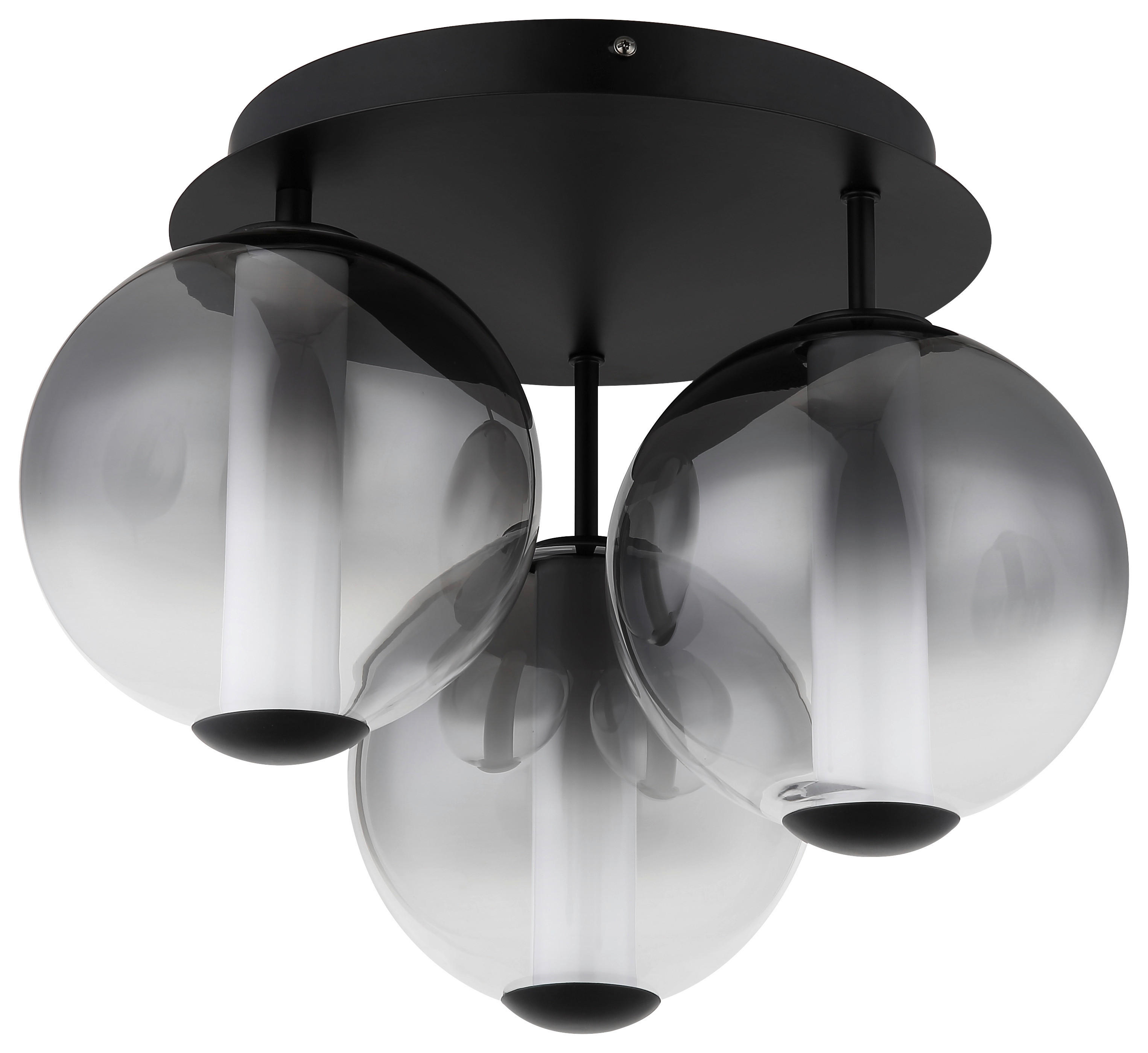 GLOBO Deckenleuchte Rauch Opal mattschwarz Metall Glas H/D: ca. 29,5x38 cm 1 Brennstellen Lacy - Opal/mattschwarz (38,00/29,50cm) - GLOBO
