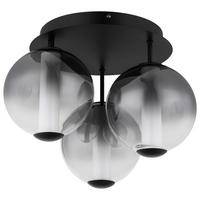 GLOBO Deckenleuchte Rauch Opal mattschwarz Metall Glas H/D: ca. 29,5x38 cm 1 Brennstellen Lacy - Opal/mattschwarz (38,00/29,50cm) - GLOBO