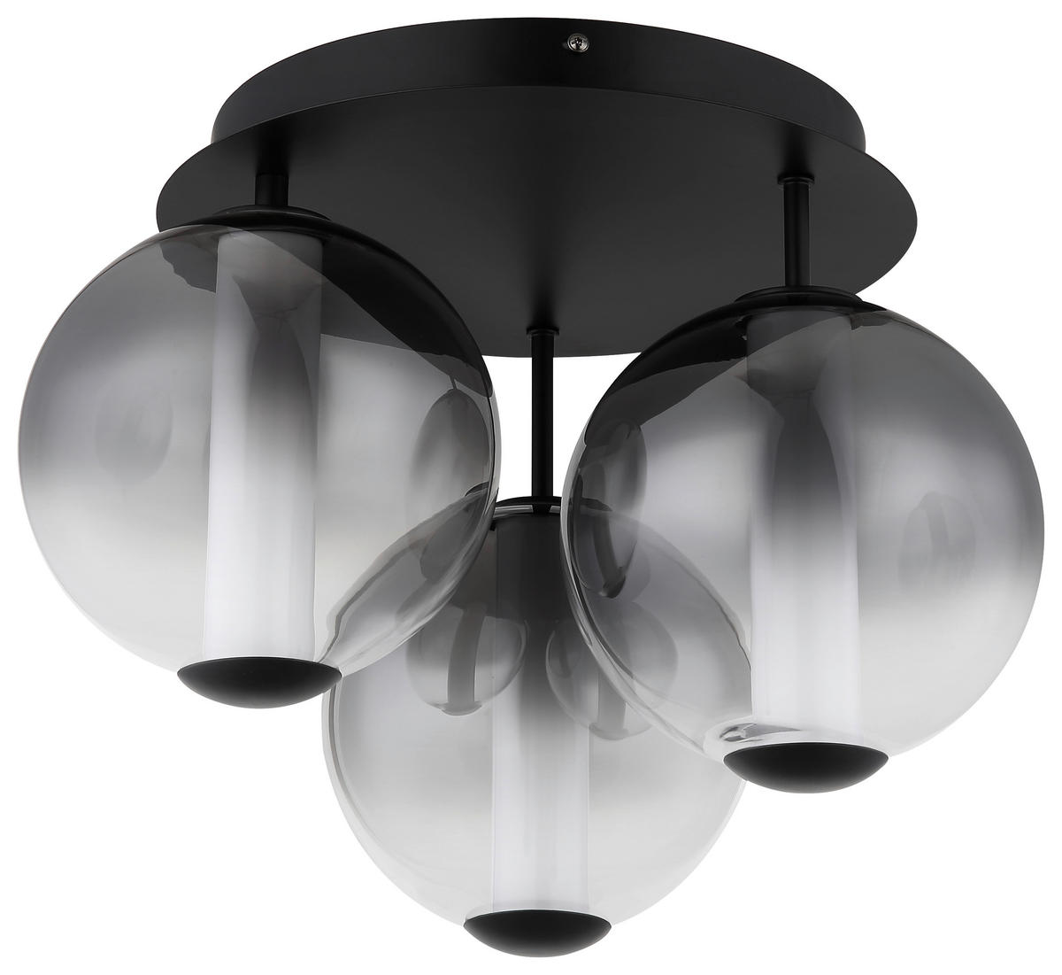 GLOBO Deckenleuchte Rauch Opal mattschwarz Metall Glas H/D: ca. 29,5x38 cm 1 Brennstellen Lacy - Opal/mattschwarz (38,00/29,50cm) - GLOBO