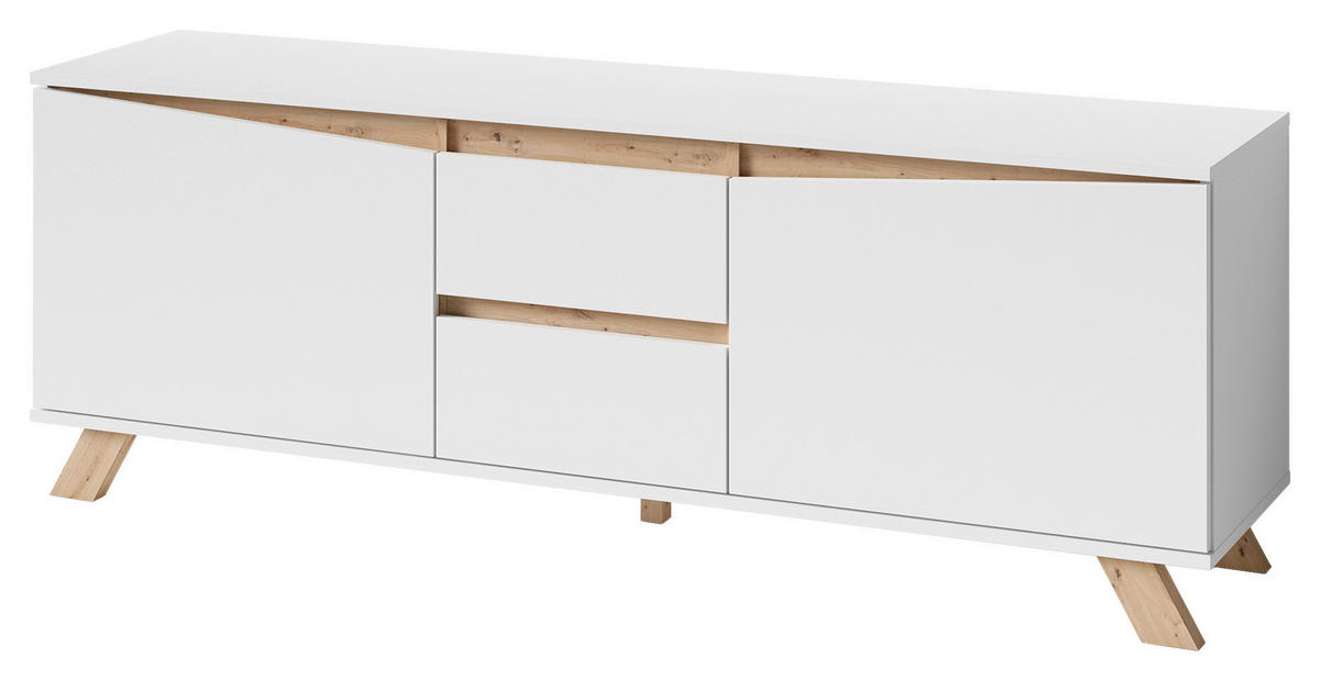 TV-Board VALENTIN weiß Eiche Nachbildung B/H/T: ca. 160x60x38 cm VALENTIN - Eiche/weiß (160,00/60,00/38,00cm) - byLIVING