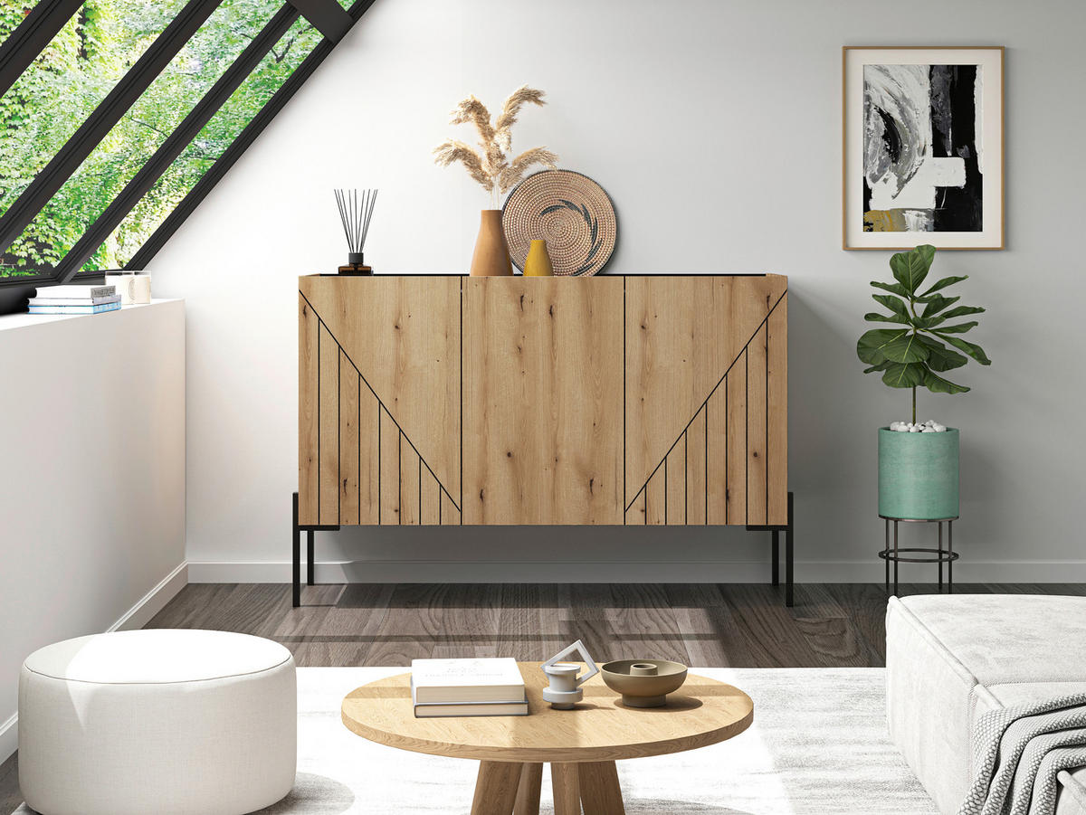 Sideboard Neo Evoke Oak Nachbildung schwarz B/H/T: ca. 120x81x40 cm Neo - schwarz (120,00/81,00/40,00cm) - xonox.home