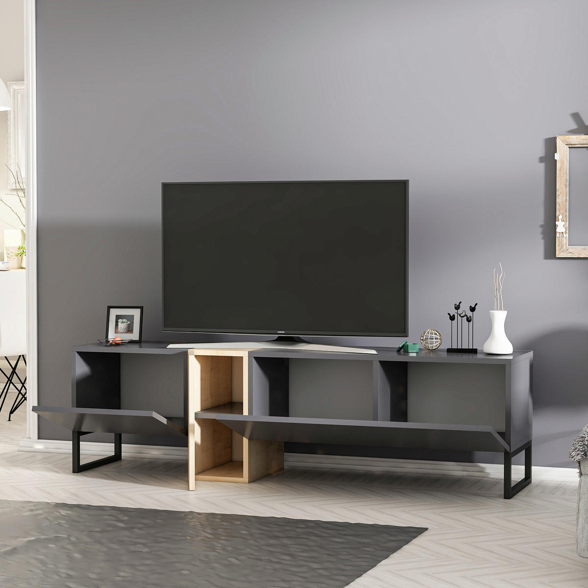 TV-Lowboard 9161 anthrazit Saphir B/H/T: ca. 157x45x37 cm 9161 - Saphir/anthrazit (157,00/45,00/37,00cm) - moebel17