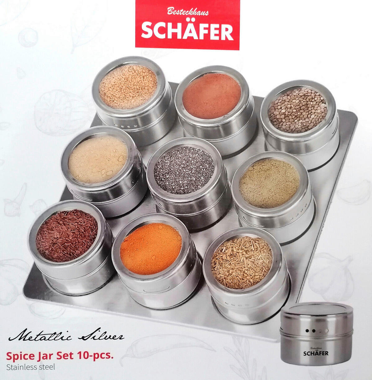 SCHÄFER Gewürzdosenset silber Edelstahl Gewürzdosenset_10tlg. - silber - SCHÄFER