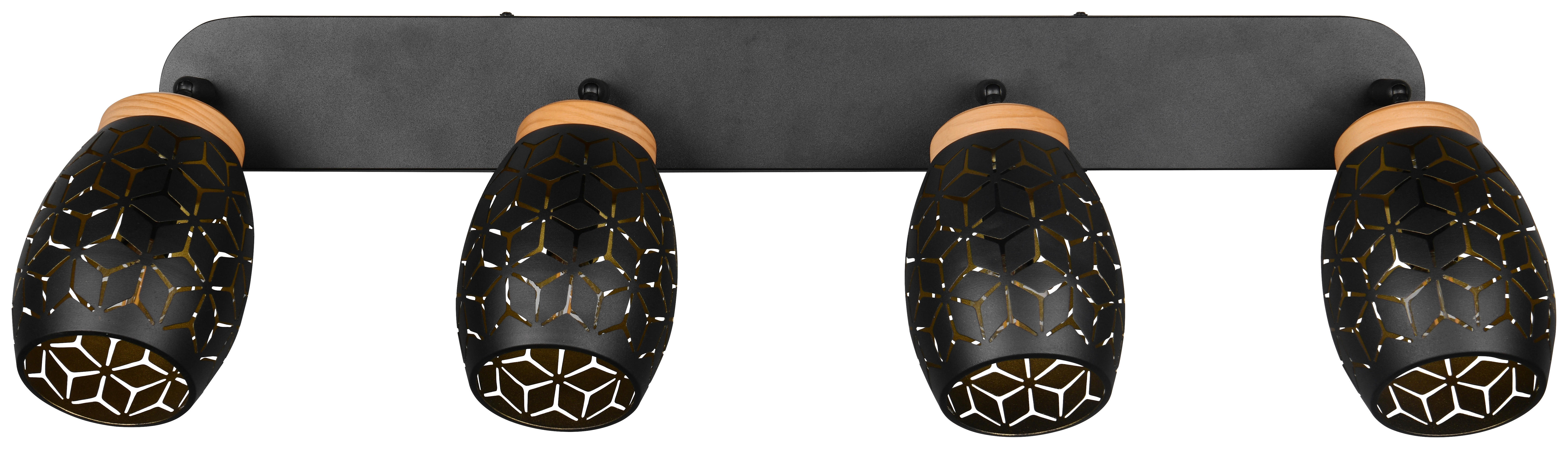 Reality Leuchten Spots schwarz gold Metall B/H/L: ca. 74x27x12 cm E14 4 Brennstellen Spot_Bidar 4 - gold/schwarz (12,00/74,00/27,00cm) - Reality Leuchten