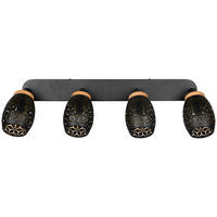 Reality Leuchten Spots schwarz gold Metall B/H/L: ca. 74x27x12 cm E14 4 Brennstellen Spot_Bidar 4 - gold/schwarz (12,00/74,00/27,00cm) - Reality Leuchten