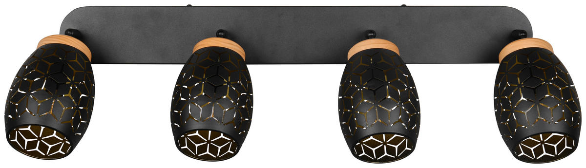 Reality Leuchten Spots schwarz gold Metall B/H/L: ca. 74x27x12 cm E14 4 Brennstellen Spot_Bidar 4 - gold/schwarz (12,00/74,00/27,00cm) - Reality Leuchten