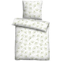 Baumwoll Bettwäsche Satin Bettwäsche_Satin_Gingko - weiß/grün (135,00/200,00cm) - Trendline by Biberna