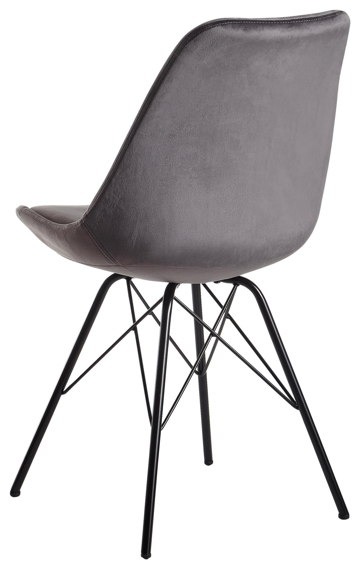 Stuhl 2er.-Set. grau Samt Eisen B/H/T: ca. 58x86x48 cm 2er.-Set. - grau (58,00/86,00/48,00cm) - Wohnling