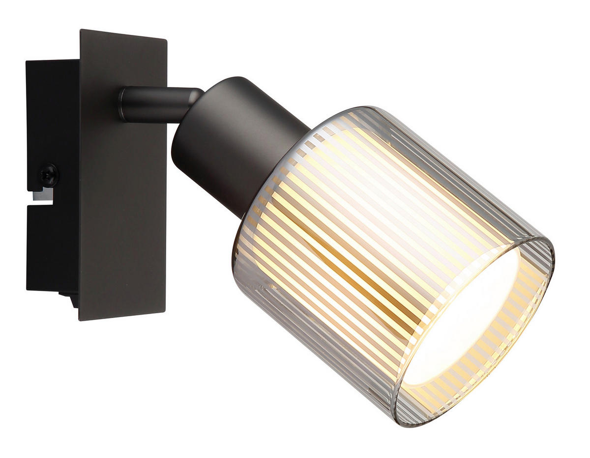 GLOBO Strahler schwarz Chrom Glas Metall B/H/L: ca. 10x14x13 cm E14 1 Brennstellen Strahler-Villegas - schwarz/Chrom (13,00/10,00/14,00cm) - GLOBO