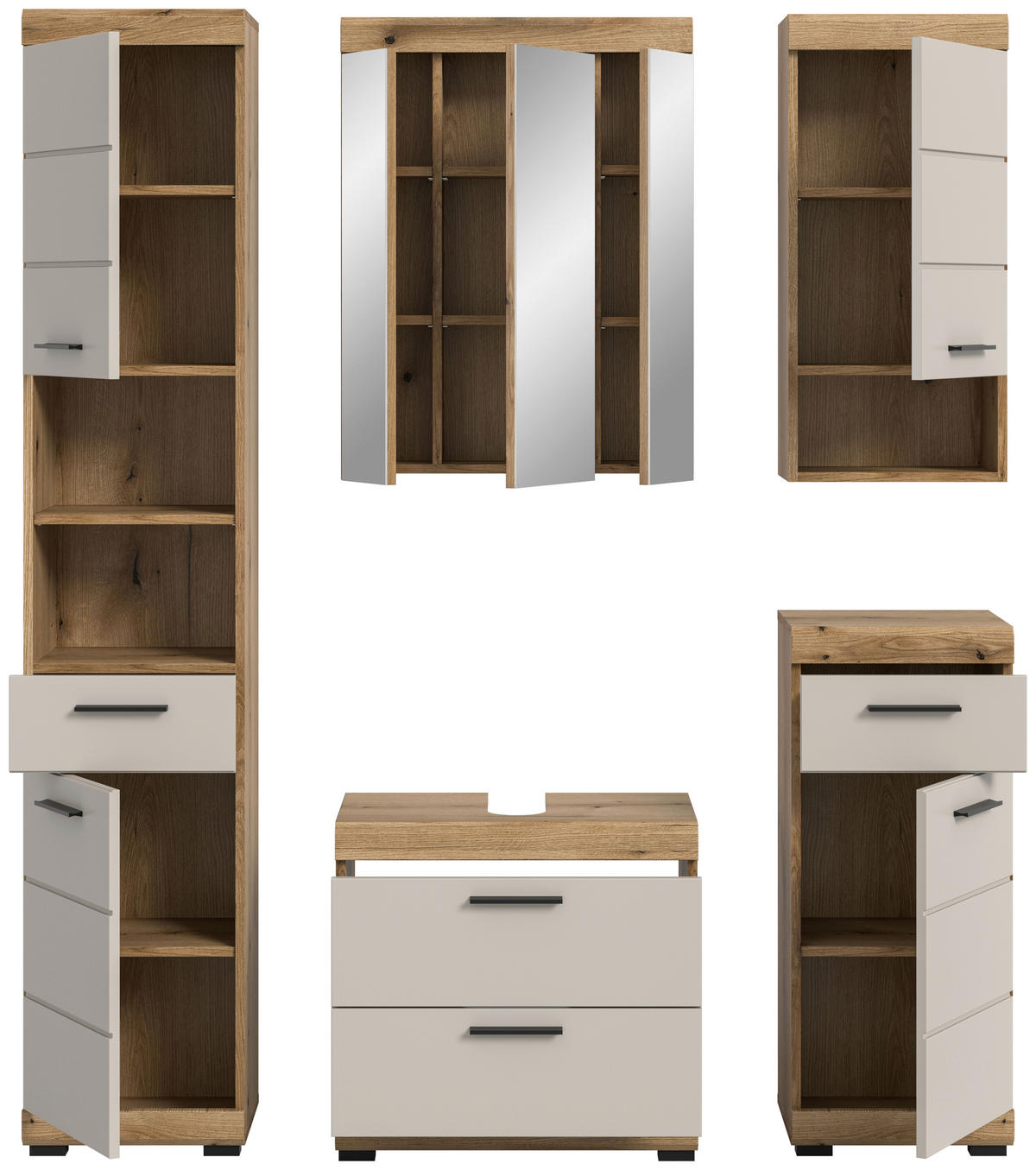 Badezimmer-Set Scout Evoke Oak Nachbildung Kaschmirgrau Nachbildung B/H/T: ca. 164x191x34 cm Scout - Kaschmirgrau (164,00/191,00/34,00cm) - xonox.home