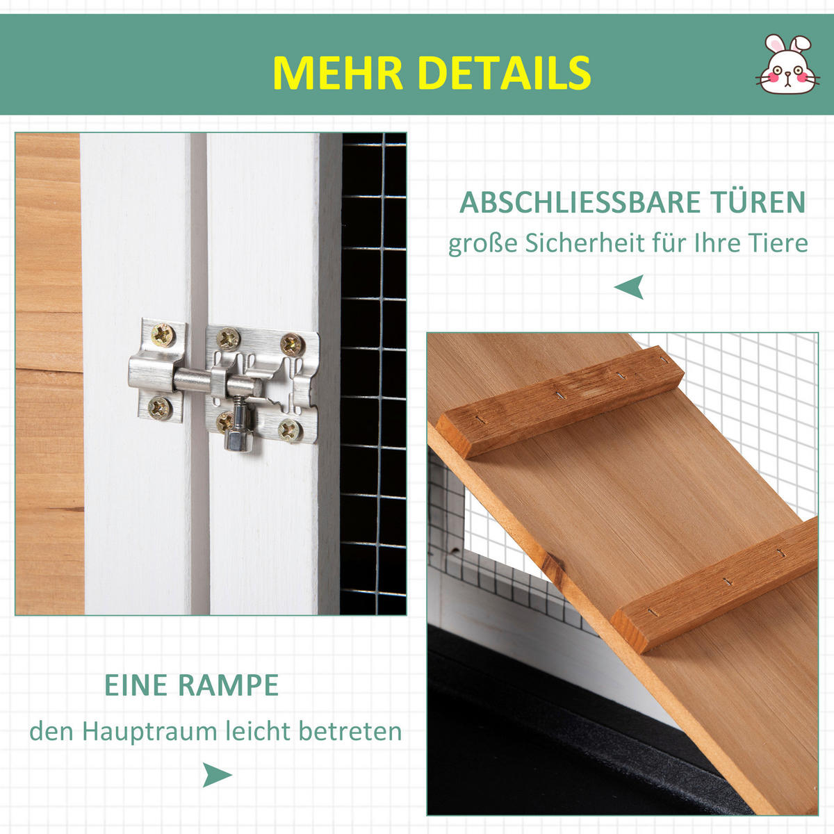 PawHut Stall gelb Polypropylen B/H/L: ca. 53x230x93,5 cm Kleintierstall - weiß/gelb (93,50/53,00/230,00cm) - PawHut