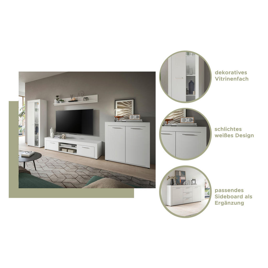 Thumbnail - Wohnwand Jam weiß B/H/T: ca. 310x159x35 cm