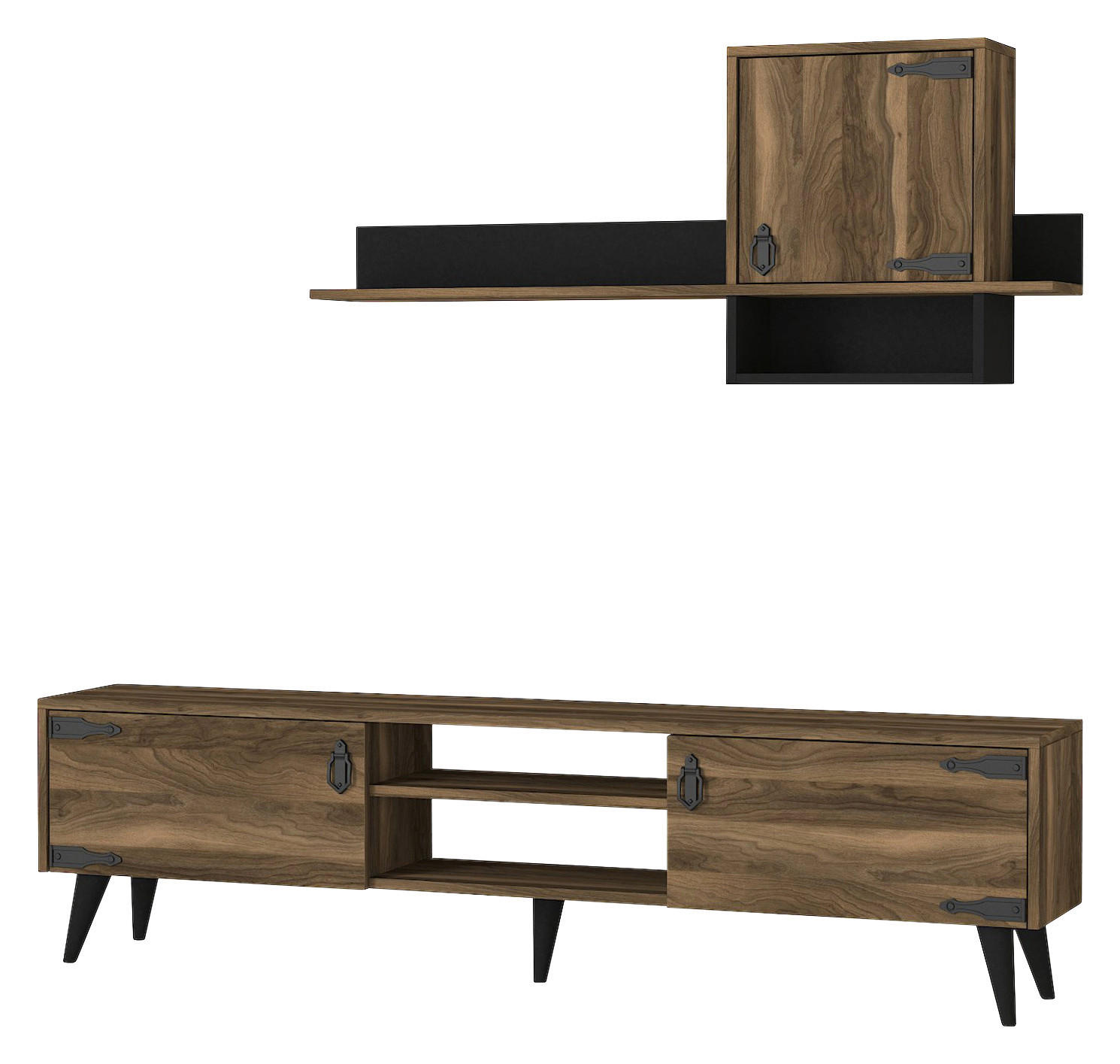 Wohnwand Anthes walnuss Nachbildung B/H/T: ca. 180x41x30 cm Anthes - walnuss (180,00/41,00/30,00cm) - moebel17