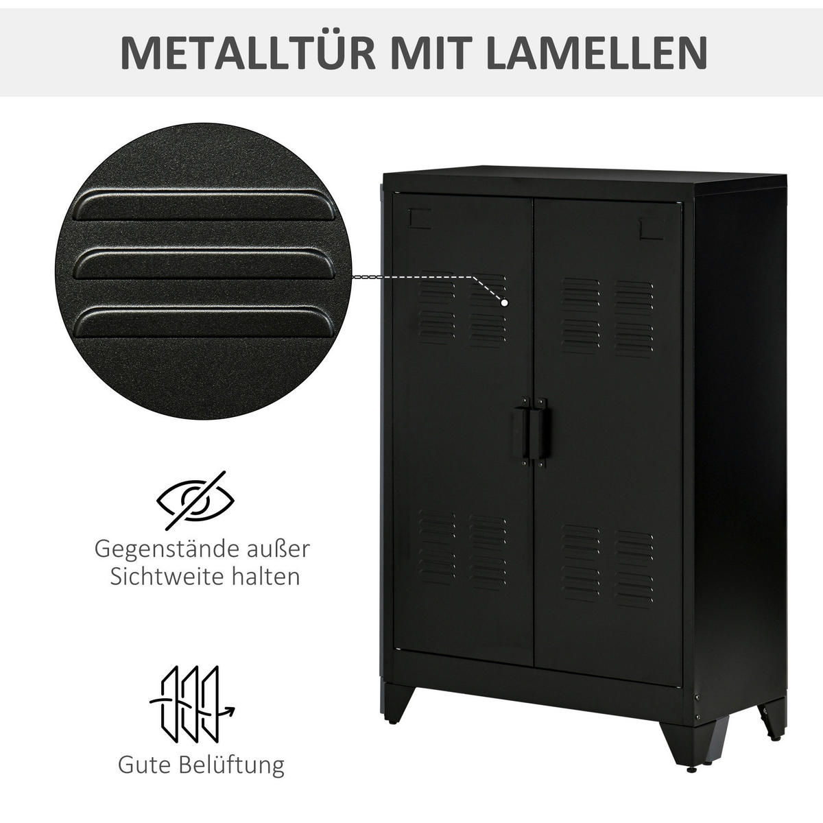 Sideboard 838-148BK schwarz B/H/T: ca. 75x110x33 cm 838-148BK - schwarz (75,00/110,00/33,00cm) - HOMCOM