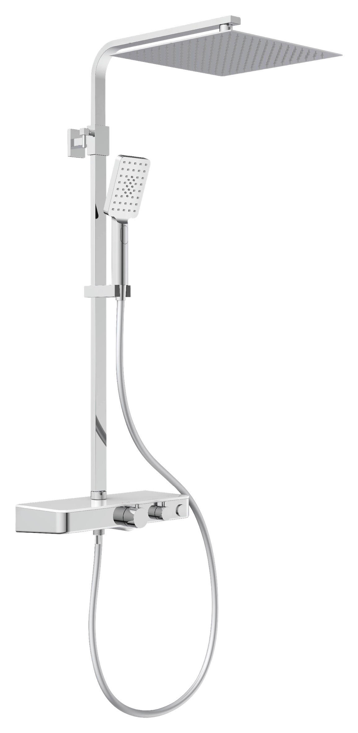 Überkopf-Brauseset mit Thermostatarmatur OCEAN Chrom B/H/T: ca. 47x88,5x10,6 cm OCEAN - weiß/Chrom (47,00/88,50/10,60cm) - SCHÜTTE